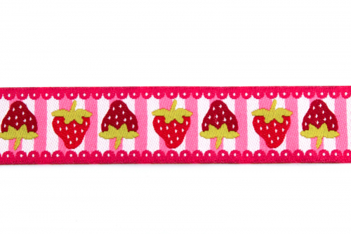 Webband Erdbeeren rosa (1 m)